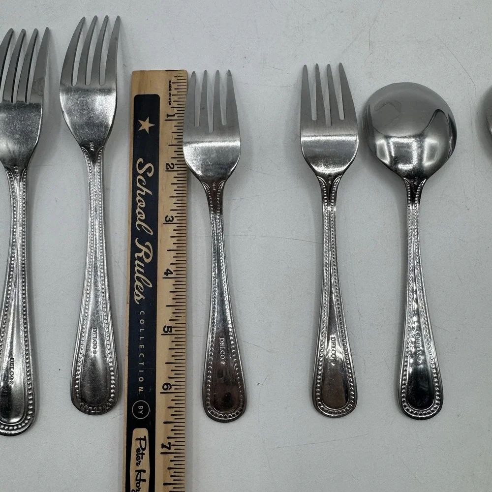 Delco Prima by Oneida Beaded Stainless Steel Mixed Replacement Spoon Fork Lot